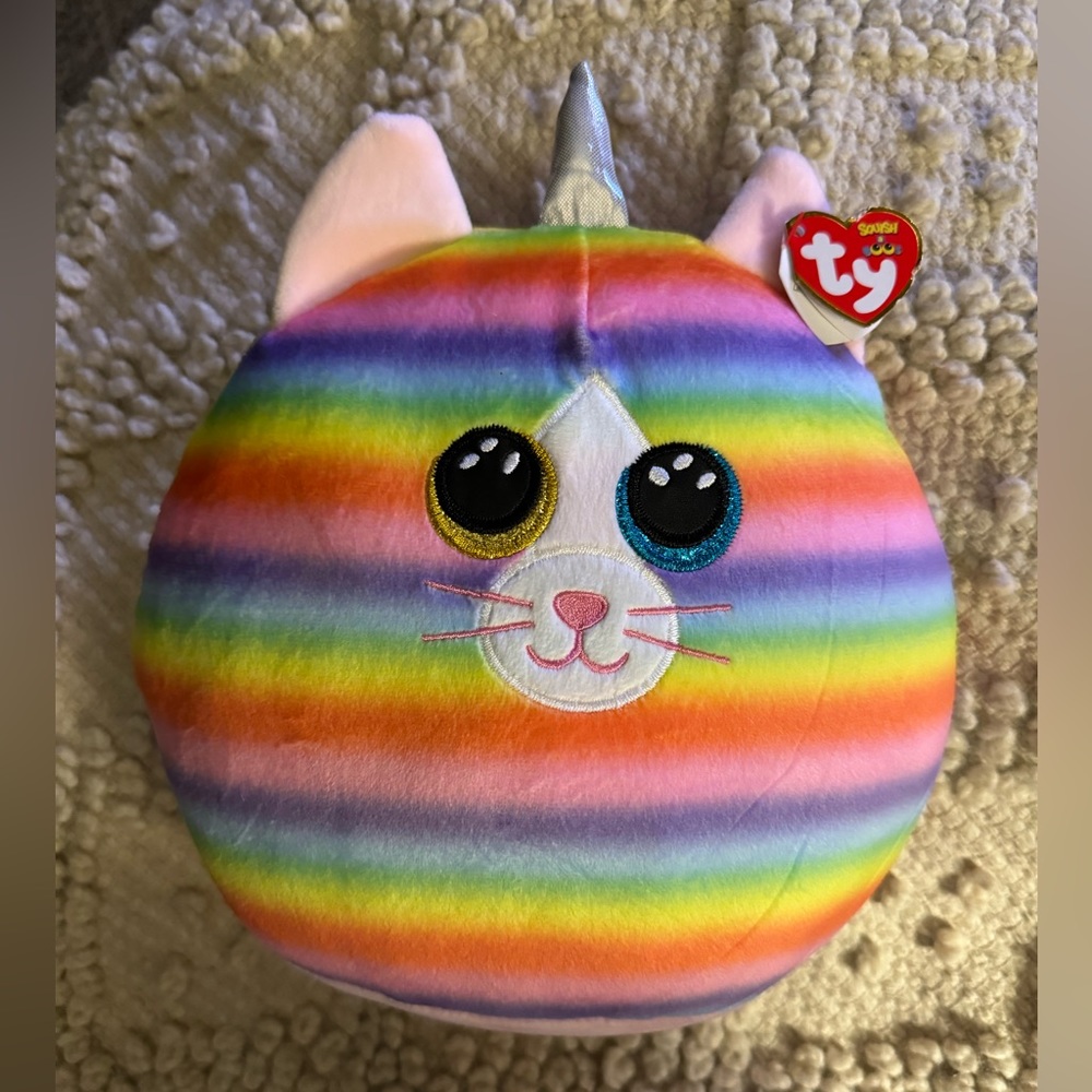 TY Squish a Boos Collection Heather the  Rainbow Cat EASTER